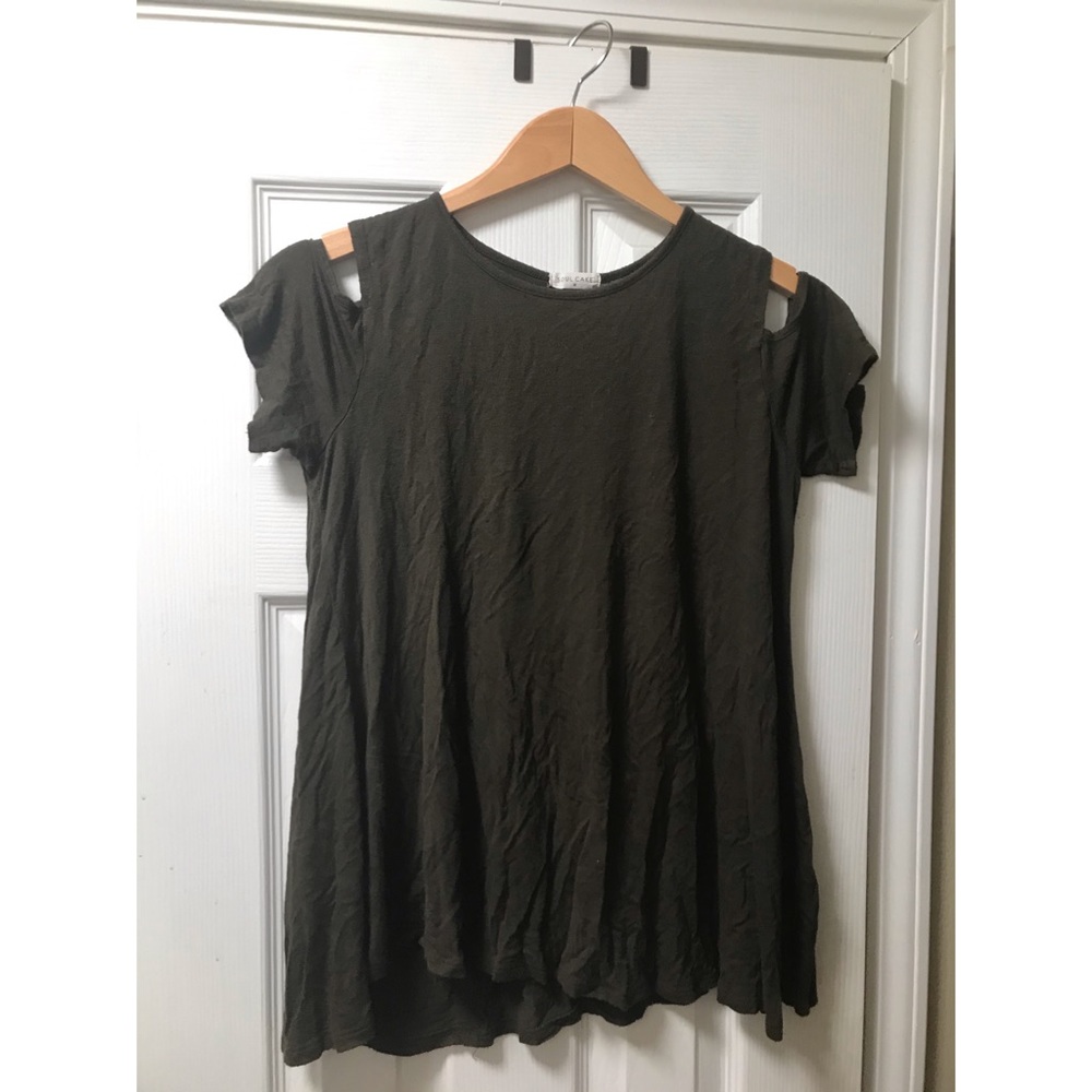 Olive green cold shoulder top